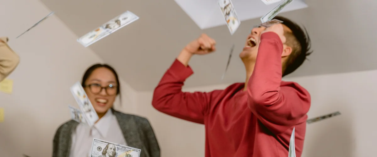People celebrating OppLoans same-day funding — loan approved and money received fast